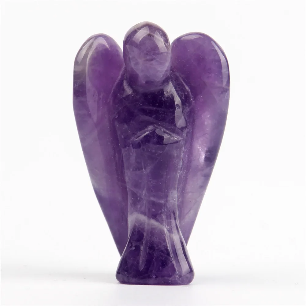 

1.5Inch Romantic Angel Natural Stone Amethyst Carved Crafts Healing Clear Crystal Pink Quartz Reiki Chakra Stone Free Pouch