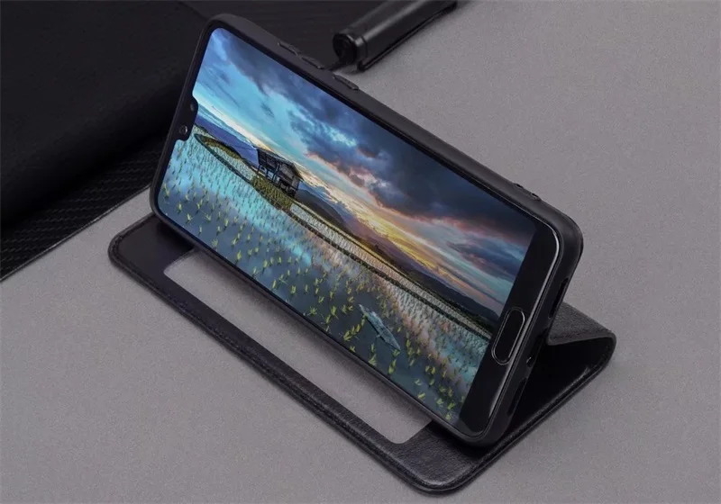 P20pro чехол для телефона huawei P20 Pro чехол из натуральной кожи с магнитной адсорбцией умный чехол с окошком P 20 Plus защитный флип-чехол