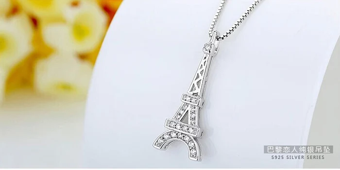 Женское ожерелье с подвеской Эйфелева башня из серебра 925 пробы|fashion necklace|jewelry