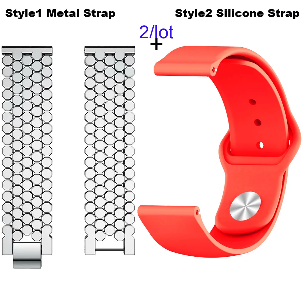 22 мм Браслет Для Xiaomi Amazfit Pace Stratos 2 ремешок для часов Amazfit GTR 47 мм браслет из нержавеющей стали для samsung gear S3 - Цвет: Silver-Red