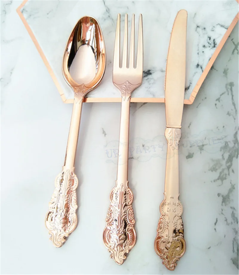 Набор столовых приборов розового вечерние 100 комплектов набор ножей вилок ложек