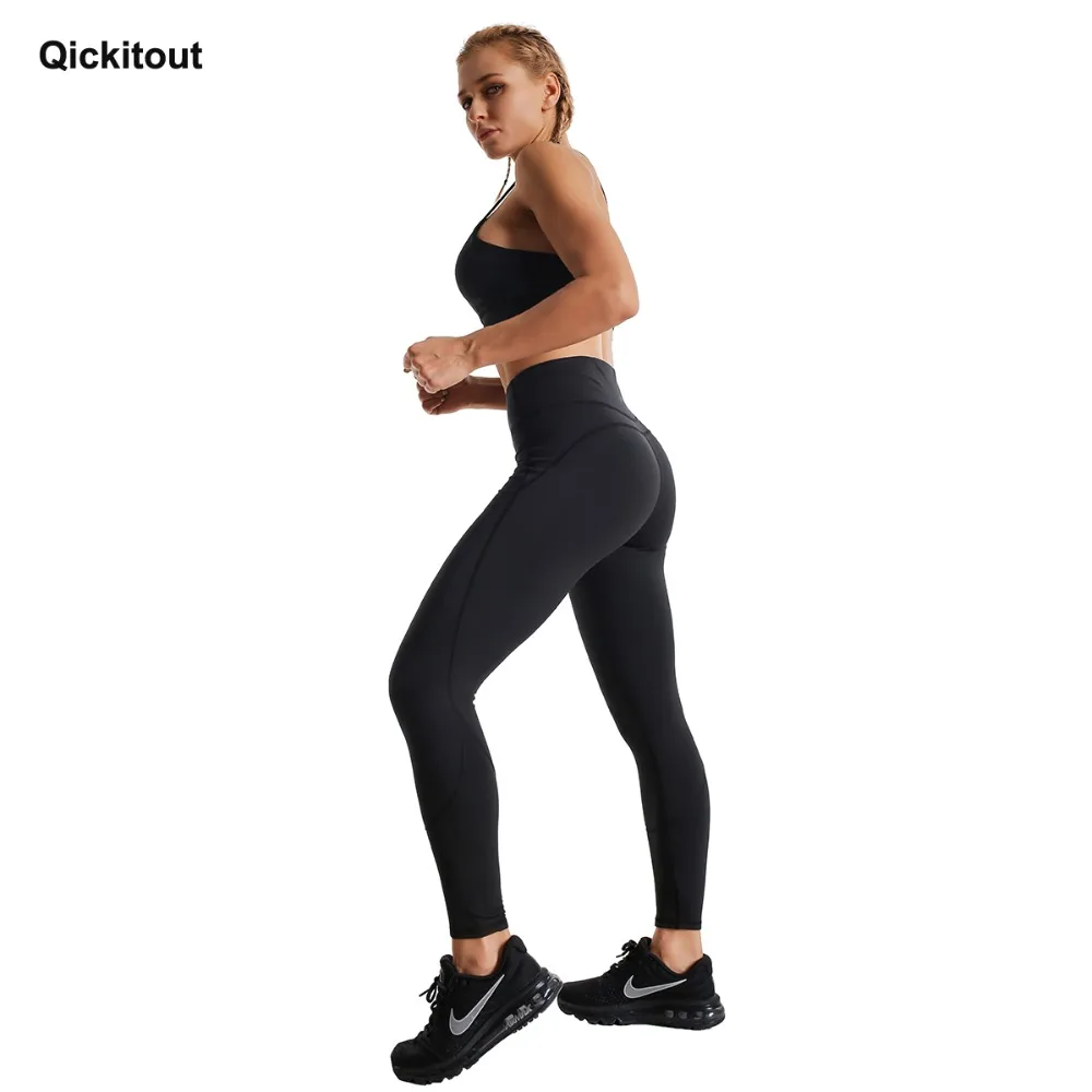 Qickitout, новинка, Осень-зима, повседневный стиль, высокая талия, спортивная одежда, леггинсы для женщин, пуш-ап, для тренировки, дышащие, эластичные, силовые леггинсы