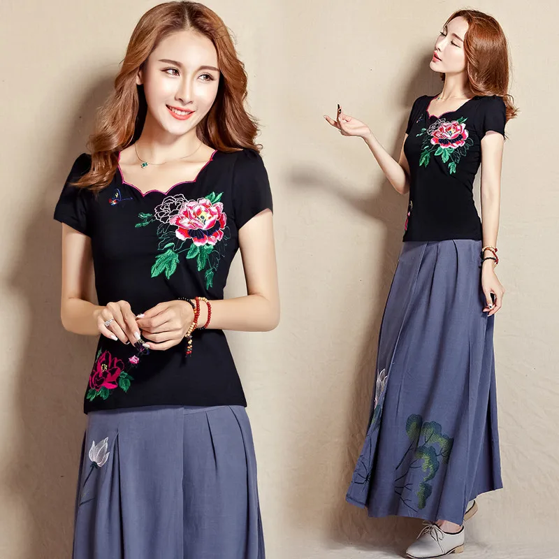 2019 летняя Этническая туника женские топы хлопковые винтажные футболки в