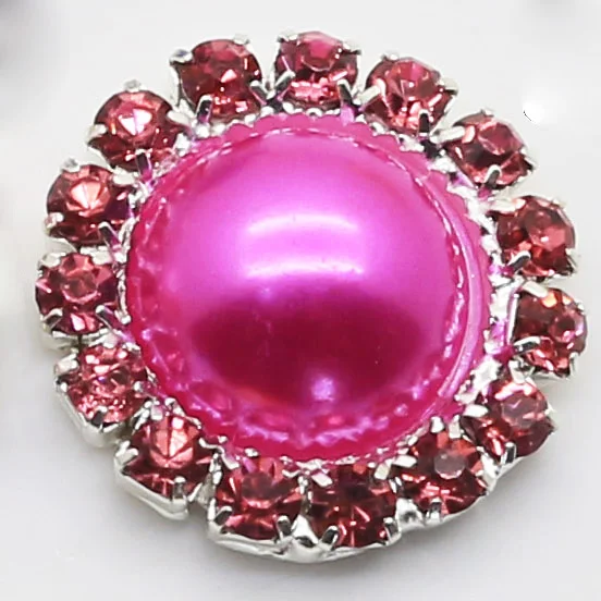 Очаровательные 10 шт 16 мм Цветные Кристальные жемчужные пуговицы металлическое украшение для свадебных приглашений Кнопка сделай сам волосы цветок Центр Скрапбукинг - Цвет: No.9-Magenta