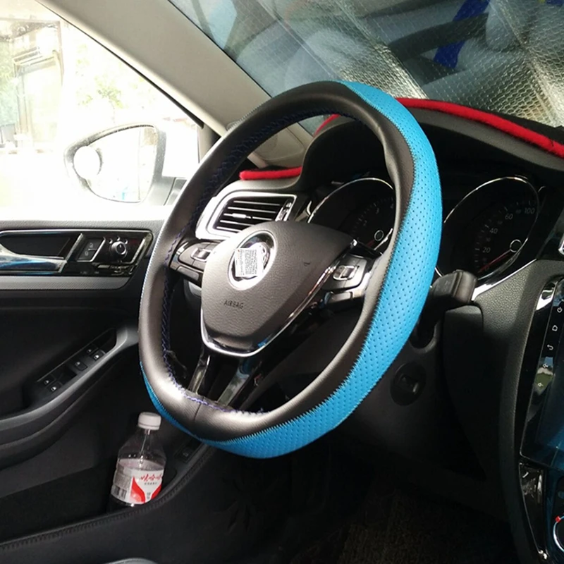 Износостойкие DIY Чехлы рулевого колеса автомобиля Универсальные 38 см дышащие противоскользящие рукава рулевого колеса оплетка кожаного руля
