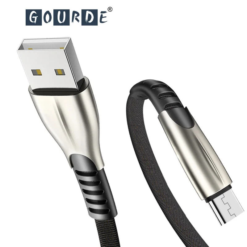 Gourde Micro USB кабель для Xiaomi huawei samsung 2.4A Быстрая зарядка нейлон Andriod usb кабели
