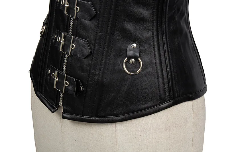 Топ-корсет из искусственной кожи Плечевой Ремень корсетные черная молния сбоку