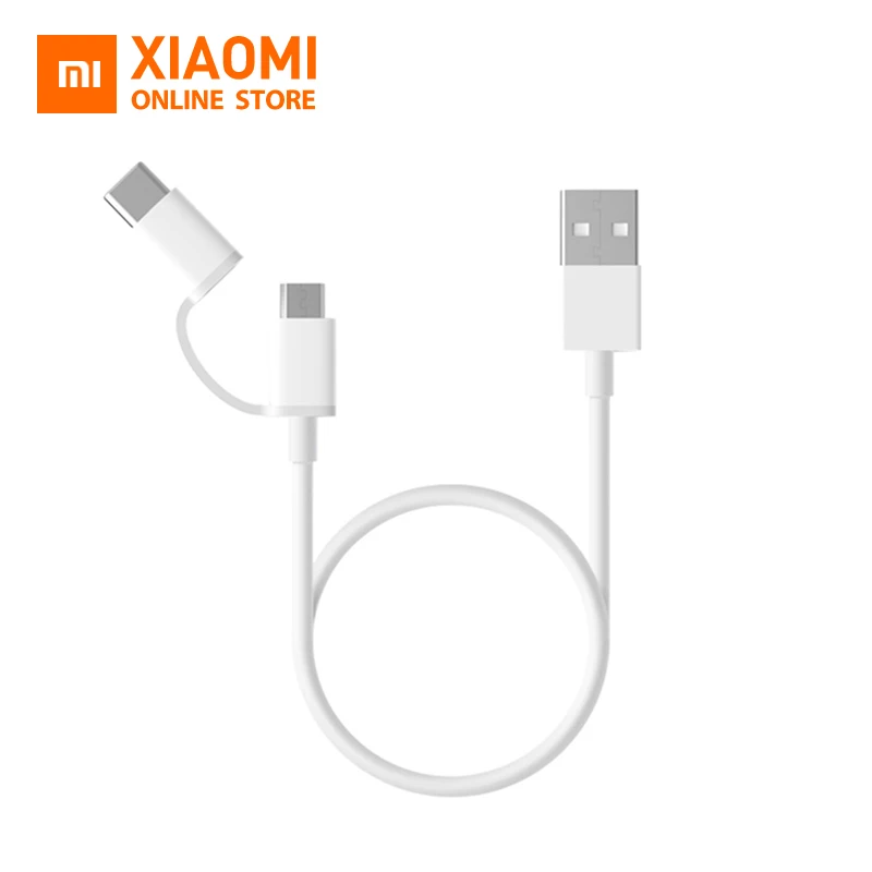 Xiaomi два в одном зарядный кабель Micro USB для Type-C поддержка быстрой зарядки смартфона