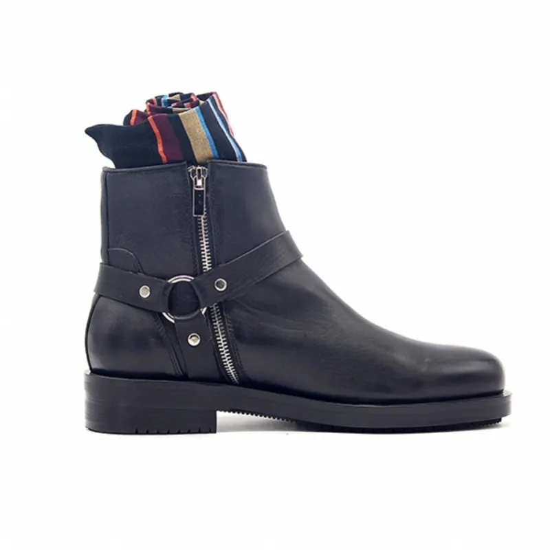 Мужские ботильоны на молнии черные повседневные ботинки из натуральной кожи с