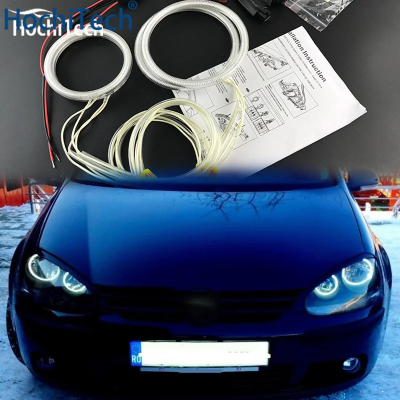 Для Volkswagen Golf 5 MK5 2003 2009 Тюнинг автомобилей 4 шт. белый головной светильник гало