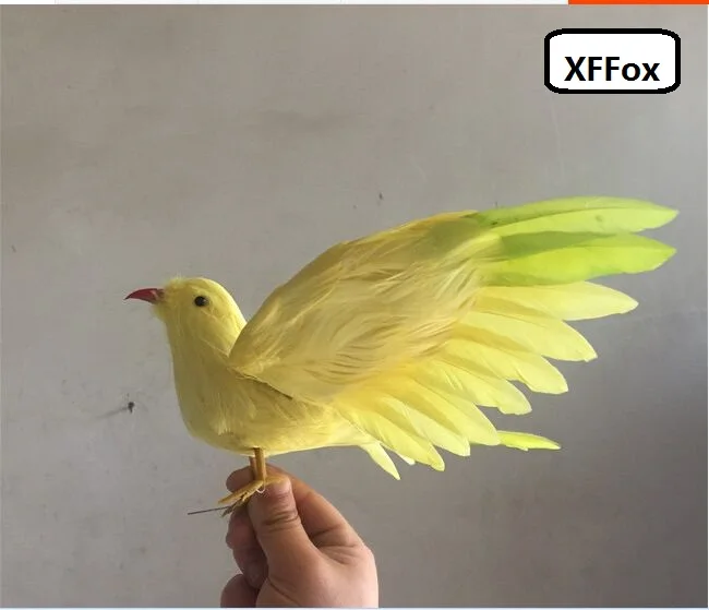 

new simulation wings bird model foam&furs lifelike yellow bird doll gift about 18cm xf0464