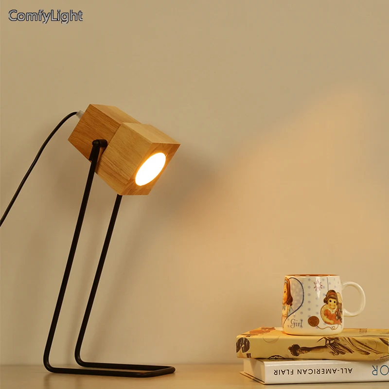 

Nordic design Desk led lamp wood Lampshade Living Room/bedside Suspendsion Fixtures Lamparas reading table lamp kid night light