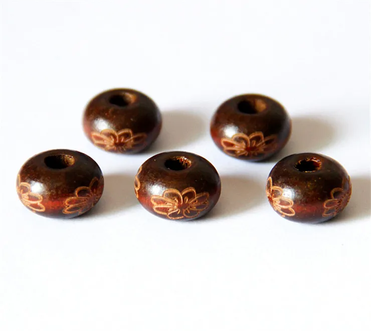 

10pcs Carved Large Hole Wood Beads Loose Beads Spacer Beads Necklace Bracelet Jewelry Accessories