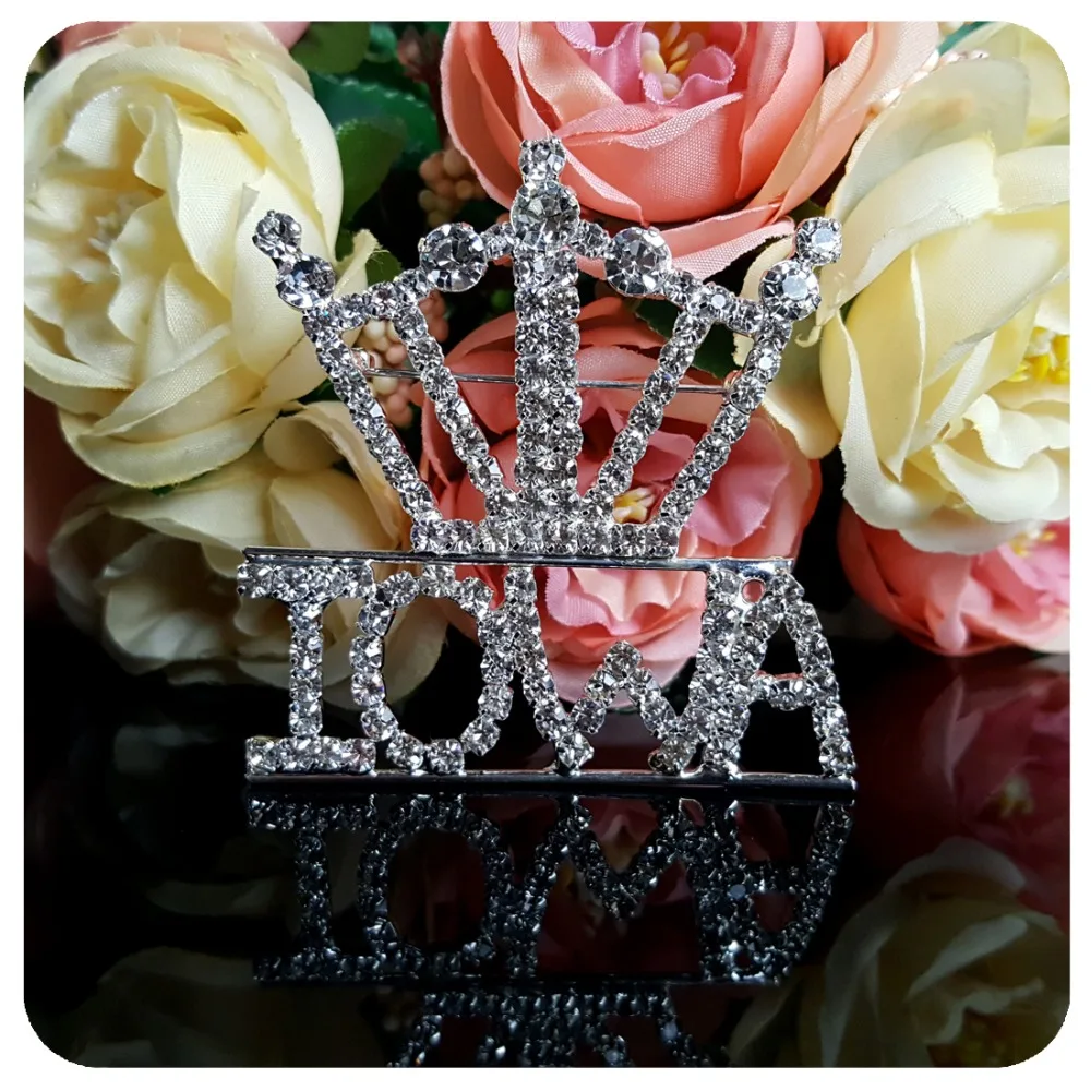 Брошь со стразами ювелирные изделия США отворот Pin &quotIOWA&quot State|rhinestone brooch|lapel pinbrooch
