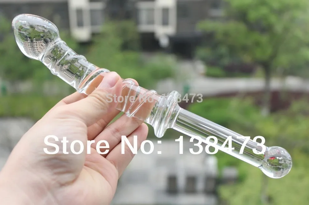 Очень длинные большие розовые резные стеклянные фаллоимитаторы с кристаллами