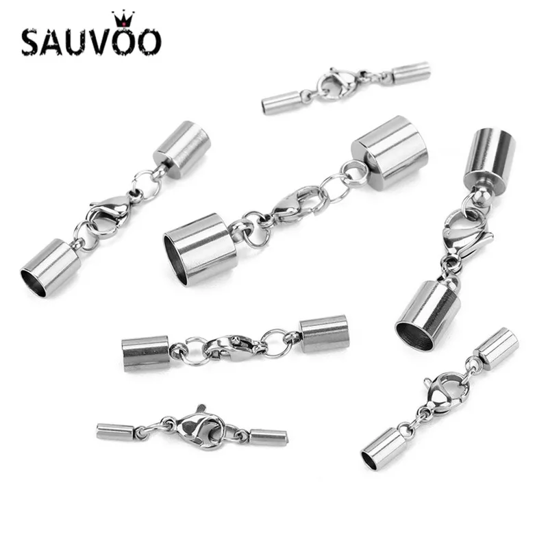 Концевые застежки из нержавеющей стали SAUVOO застежки-крючки для кожаного шнура