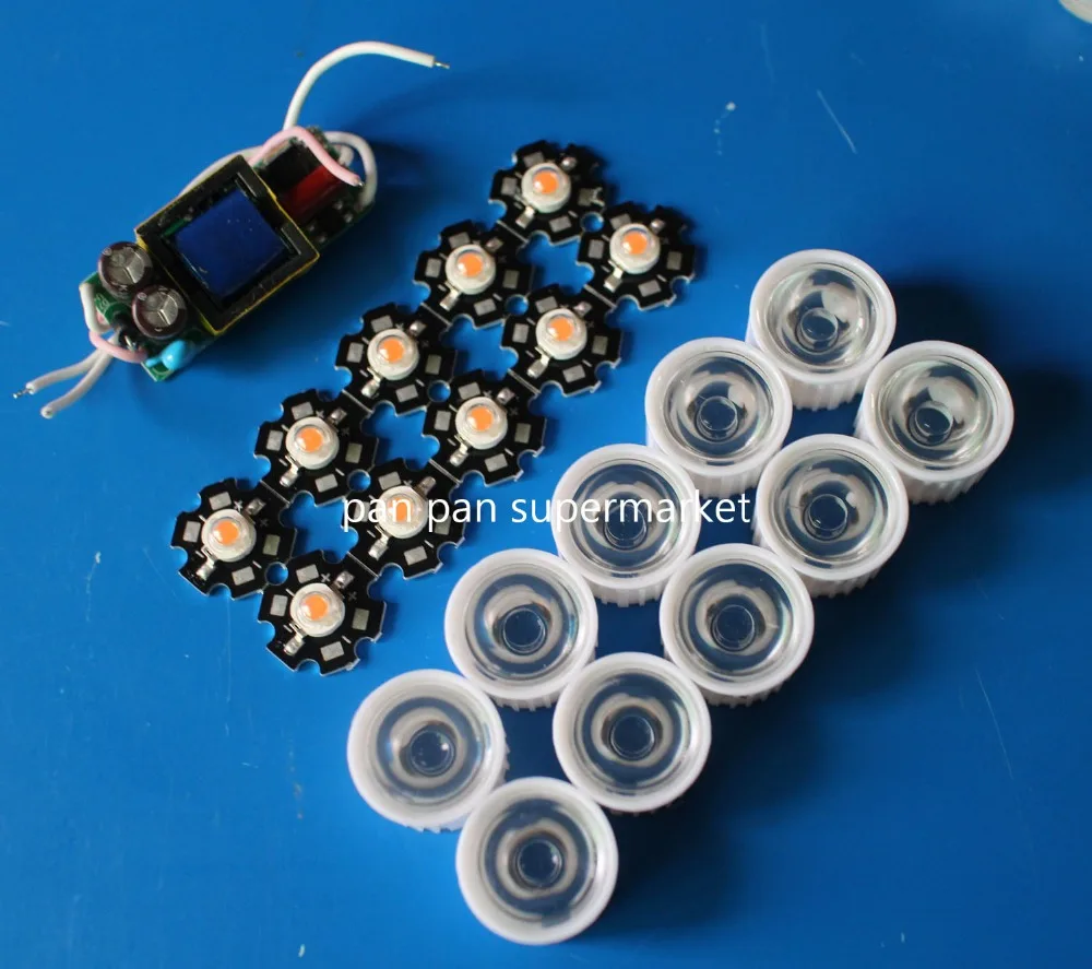 Светодиодная лампа полного спектра для выращивания растений 10x3 Вт 380-840 нм + 10 шт.