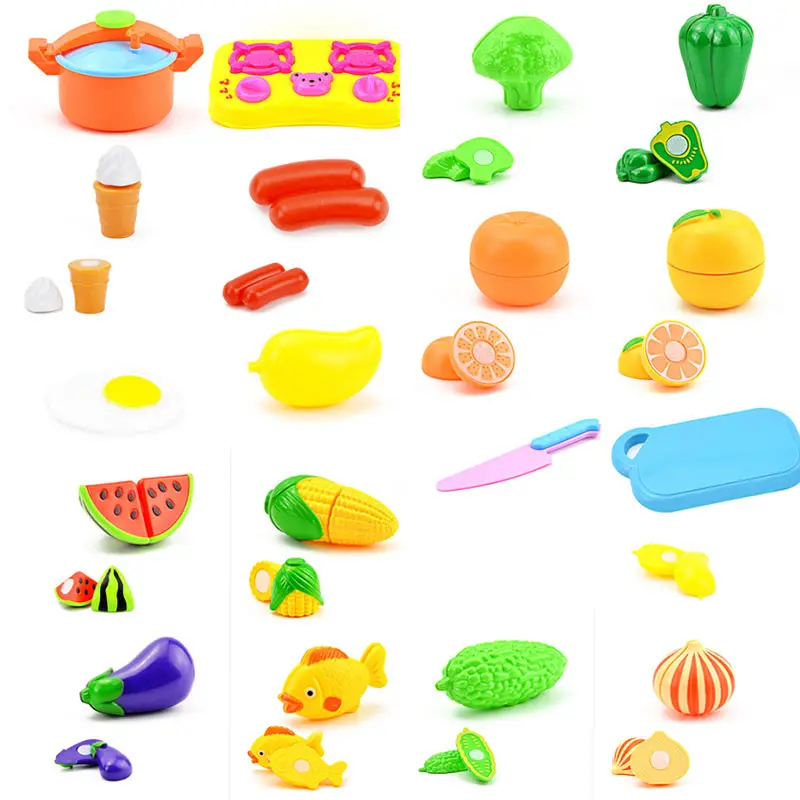 

26 шт./компл. кухня детские пластиковые фрукты овощи мясо игрушка дети корзины для фруктов приготовление пищи игрушки M09