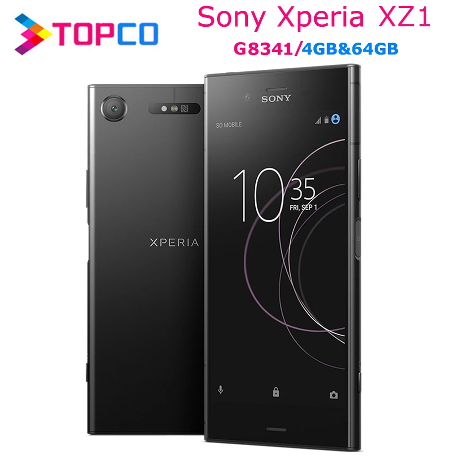 Разблокированный мобильный телефон sony Xperia XZ1 G8341, 4G Android, четыре ядра, 5,2 дюймов, 19MP ram, 4 Гб rom, 64 ГБ NFC