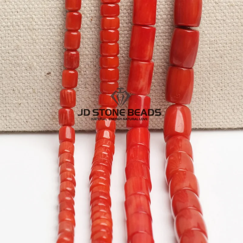 JD Stone Beads Free Shipping Sardinian Coral Drum Barrel Shape Semi-Finished Handmade Bracelet Accessory | Украшения и аксессуары