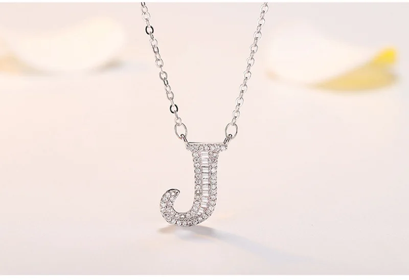 necklace J Модная подвеска с инициалами ожерелье s подвеска со стразами лучший друг подарок милые 26 цепочки с буквами Ожерелье Воротник Имя ювелирные изделия - Окраска металла: necklace J