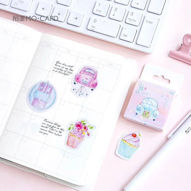 46pcs Lucky pink cute British style Decoration Seal Stickers DIY Planner Diary Scarpbooking Index Lable Escolar | Канцтовары для