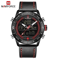 naviforce luxury brand mens sports watches military chronograph quartz wristwatch male genuine leather waterproof luminous clock