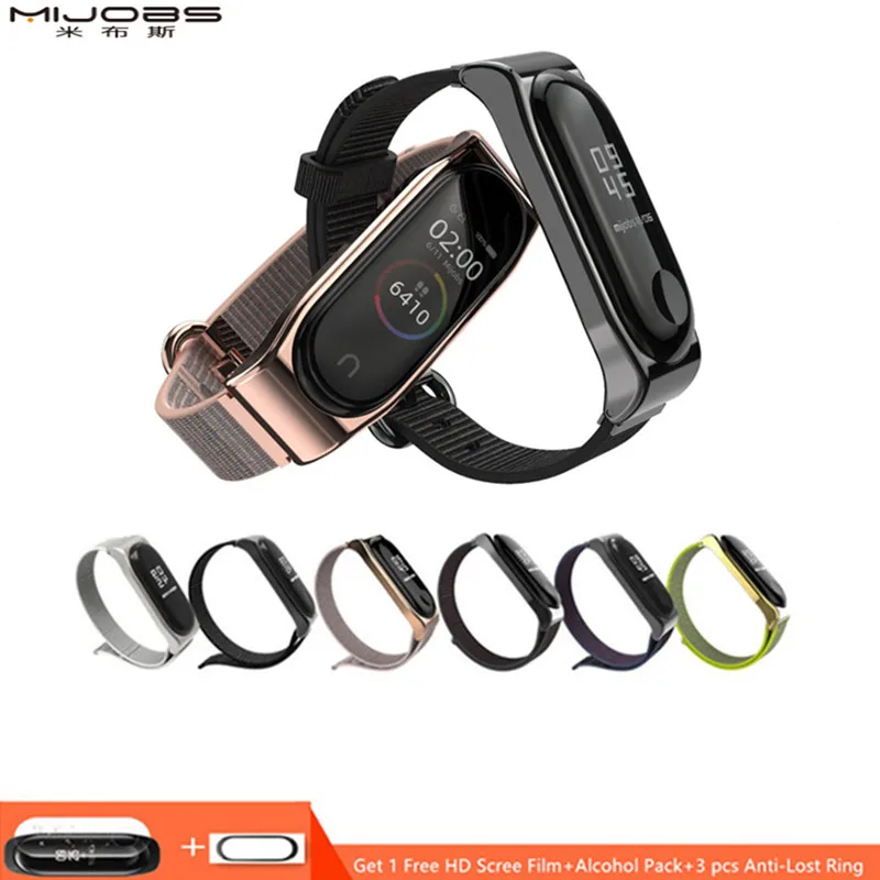 Mijobs для Xiaomi Mi Band 3/4 браслет нейлоновый ремешок на запястье сменный часов