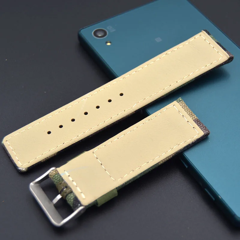 Ремешок для часов из натуральной кожи прочный армейский зеленый 22 мм 24 | Наручные