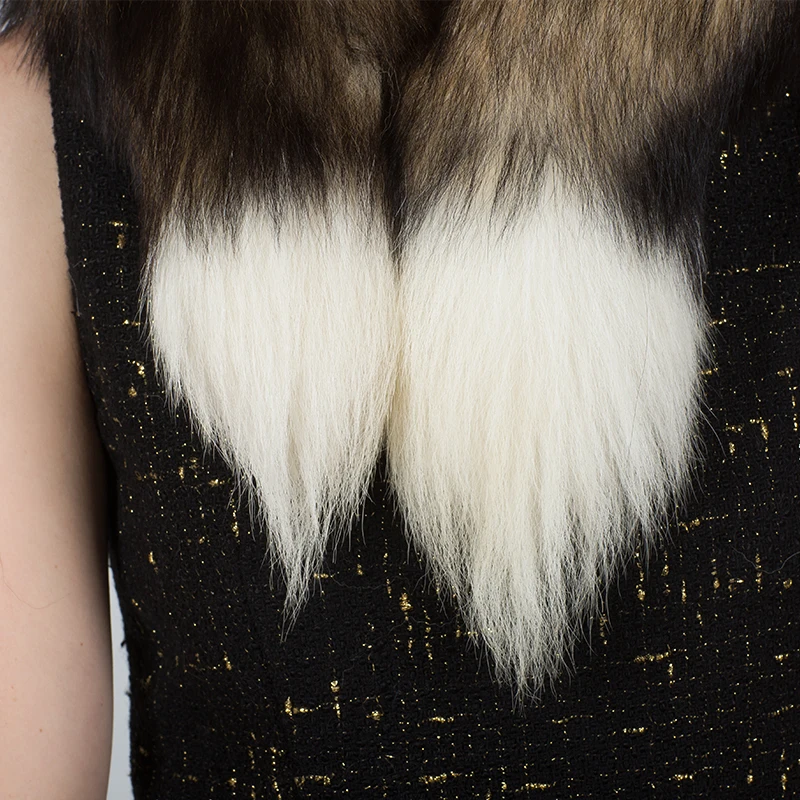 Женские воротники из натурального Лисьего меха для пальто куртки серого цвета
