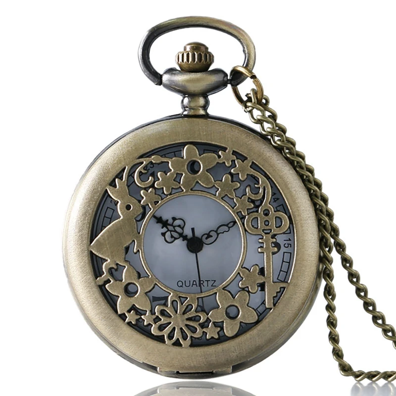 Винтажные карманные часы Reloj De Bolsillo с полым рисунком животного мужские кварцевые