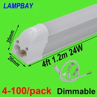 4-100/pack 4ft 120cm T5 Integrated Bulb Fixture Dimmable 20W LED Tube Light with fittings Surface Mounted Lamp Linear Lighting