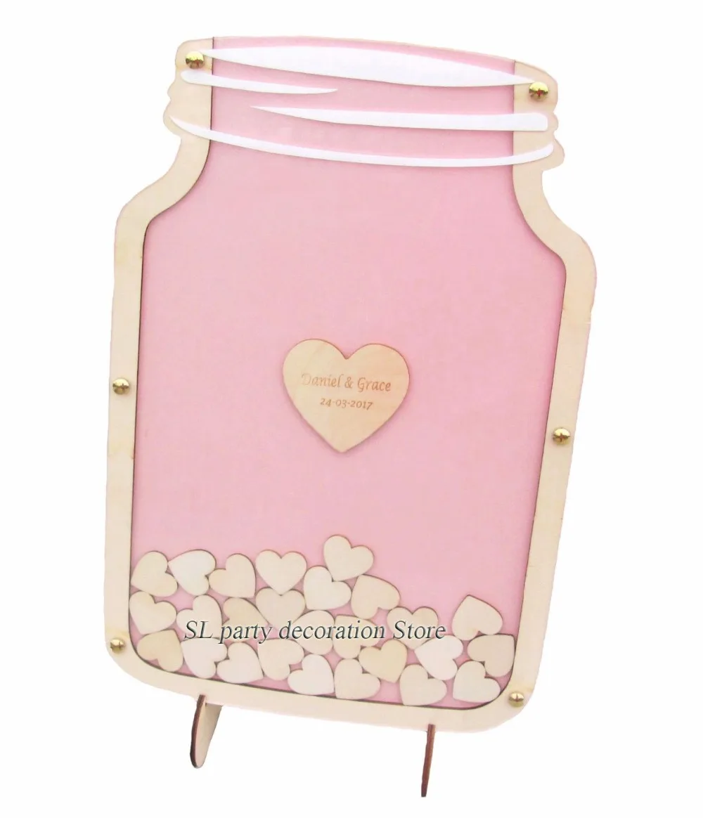 Персонализированная таможня каменщик Jar деревянная рамка Свадебная Гостевая