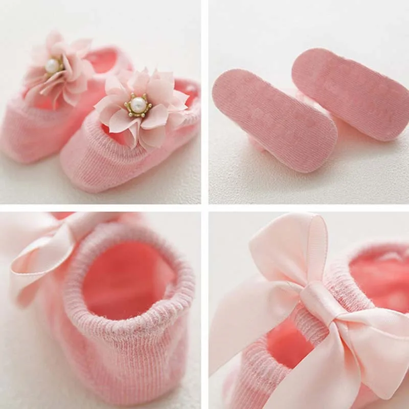 3 пары/компл. хлопковые носки для маленьких девочек Bebe нескользящие носки-тапочки