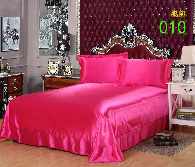 

Rose Red Tribute Silk King 1Pcs Sheets Flat Bed Sheet Bedsheet Bedclothes Bedding Home Textile Hotel 245x250cm Bed Linens Lining