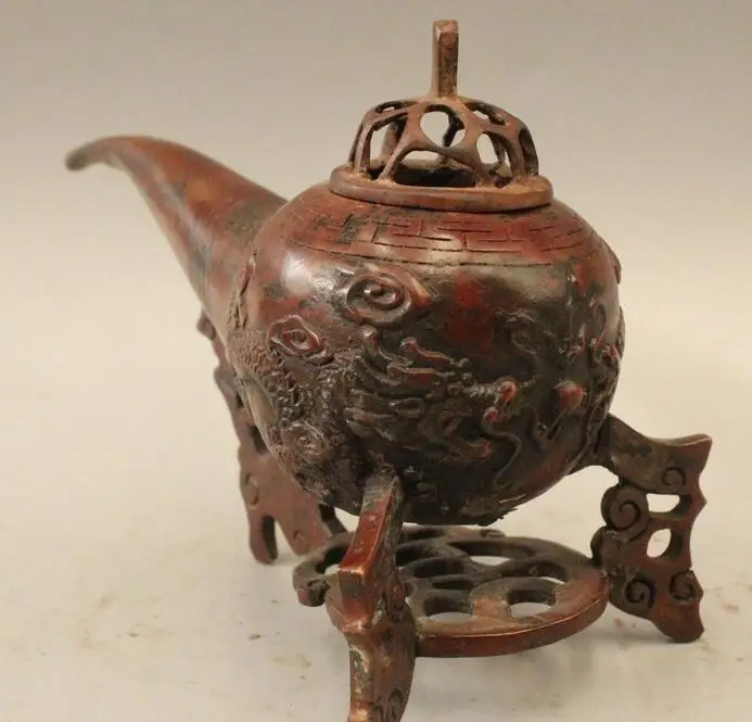 5 &quotотмечен Китай Китайский Бронзовый табак труба Дракон благовония горелка