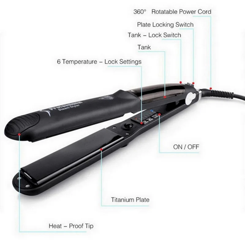 Bfaccia 2 in 1 Professional Steam Hair Straightener Flat Iron Styling Straightening Curling Tourmaline Ceramic | Красота и здоровье