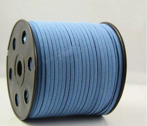 Free !!!!100yards/ Roll LT Blue Faux Suede Velvet Leather Necklace Rope  Cord +3mm X 2mm DIY Jewelry Bracelet String Accessories