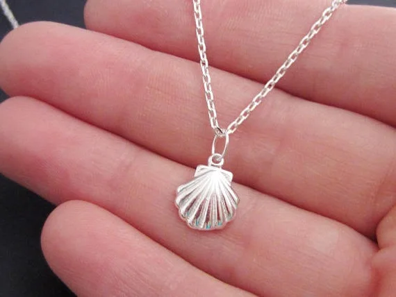 

10 small shell conch charm pendant necklace cute 3D shell necklace sail sailor sea shell ocean beach animal pearl lucky necklace