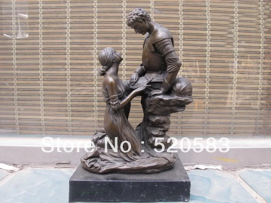 Подпись Бронзовый Мраморная статуя Искусство Красоты belle и солдат любовь
