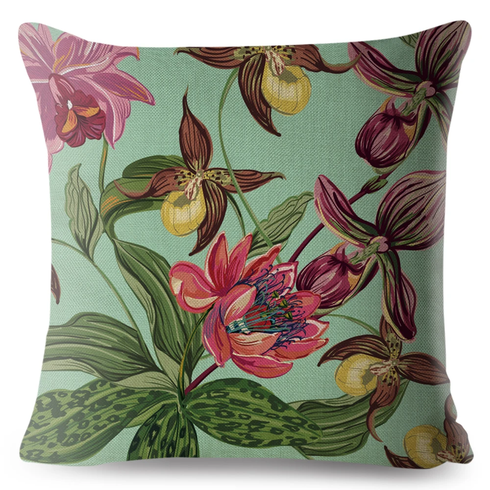 Plant Flower Cactus Print Throw Pillow Case Cotton Linen Pillows Cases 45*45cm Square Sofa Cushion Cover Home Decor Pilowcase | Дом и сад
