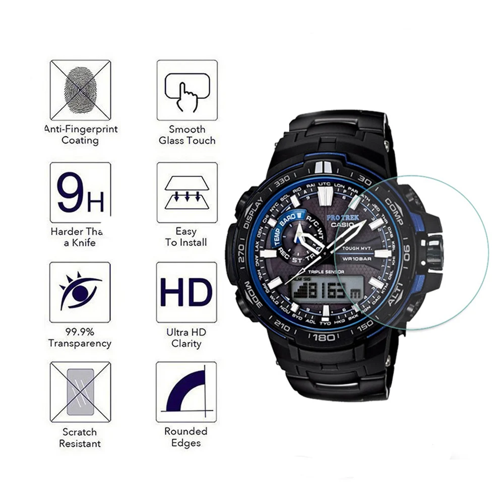 Закаленное защитное стекло для смарт часов Casio G Shock GA100 GA110 PRW6000 PRW6100 0 3 мм 2.5D|premium
