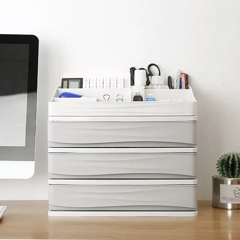 Трехэтажный пластиковый ящик для косметики органайзер макияжа коробка хранения