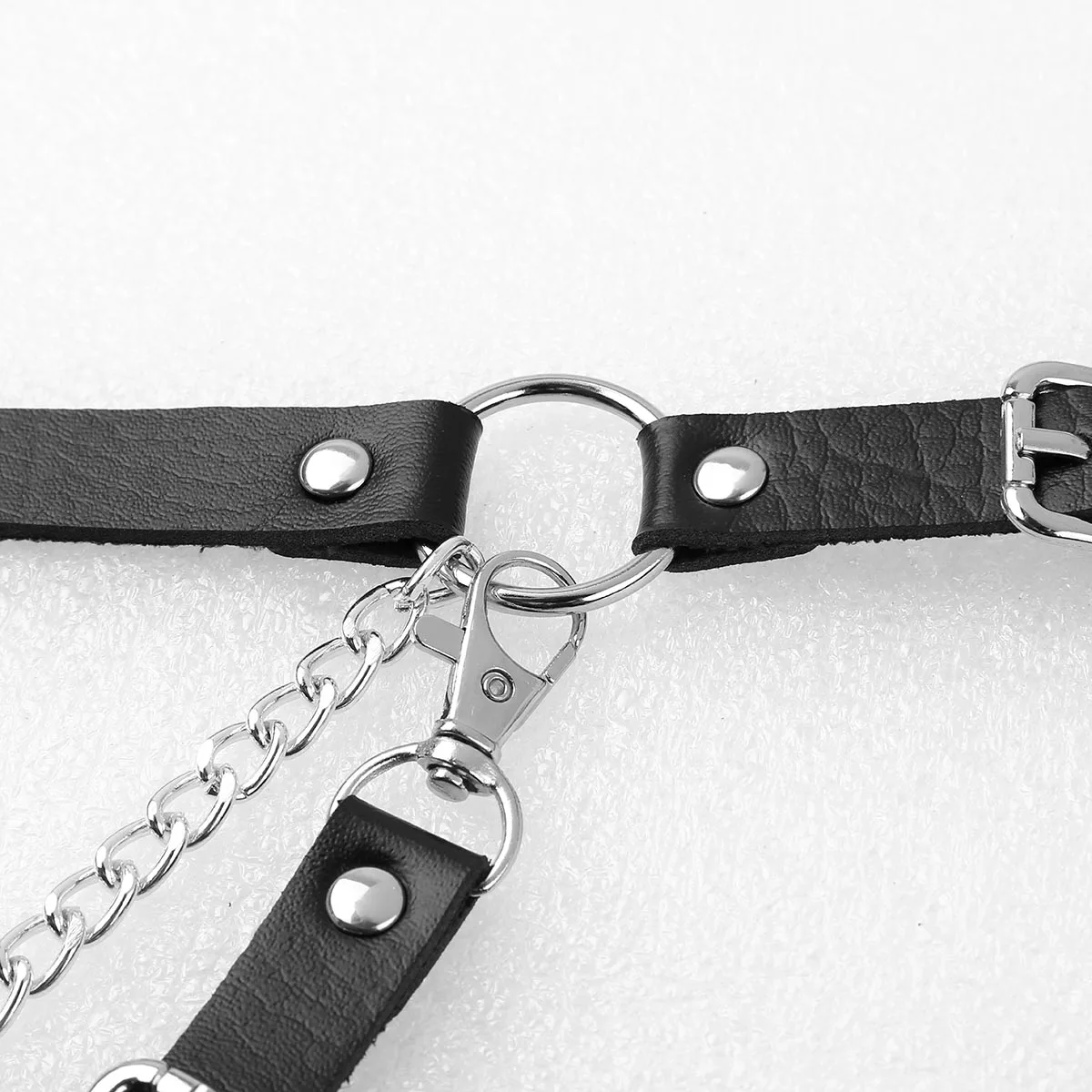 Женский ремень с подвязками TiaoBug черный из искусственной кожи металлической