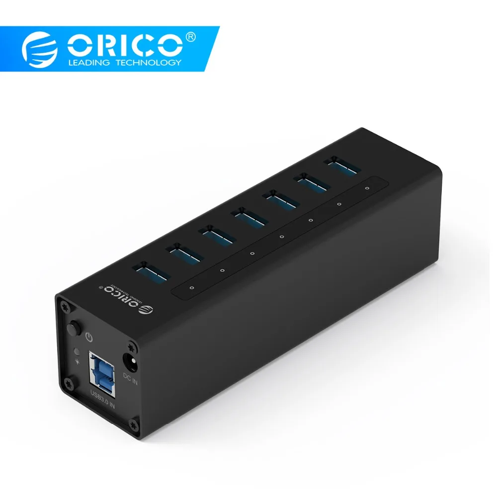 Концентратор USB 3,0 ORICO A3H7, 7 портов, BC1.2, зарядный концентратор из алюминиевого сплава с адаптером питания для macbook pro, usb-разветвитель