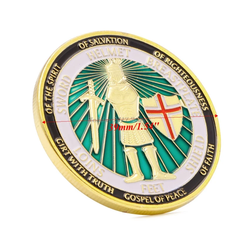 2017 позолоченный Наденьте полную броню Божий шлем нагрудник монета памятная Jun20_25