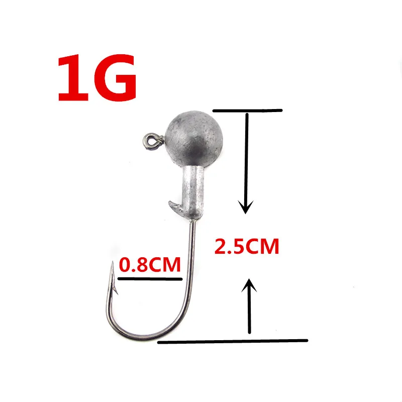 1g Новинка, 5 шт./партия, новинка, высокое качество, 1 г/3,5 г/5 г/5,5 г/7 г/10 г, свинцовая головка, крючок, джиг оснатка приманки, рыболовные крючки для мягкой приманки, рыболовные снасти - Цвет: 1g