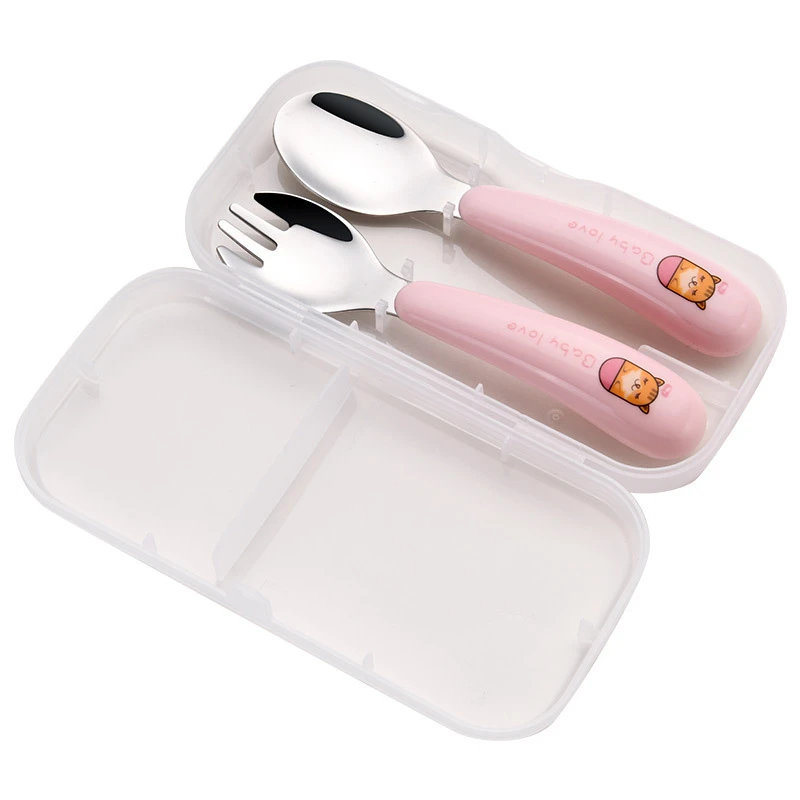 

Cute Children's Tableware Fork Spoon Suit Stainless Steel Lovely Mickey Minnie Teaspoon Cutlery Ceramic Handle Kids Cutlery Sets