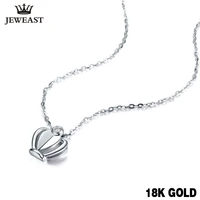 18k gold diamond necklace pendant crown women miss girl gift chain charm affordable natural genuine party drop shipping