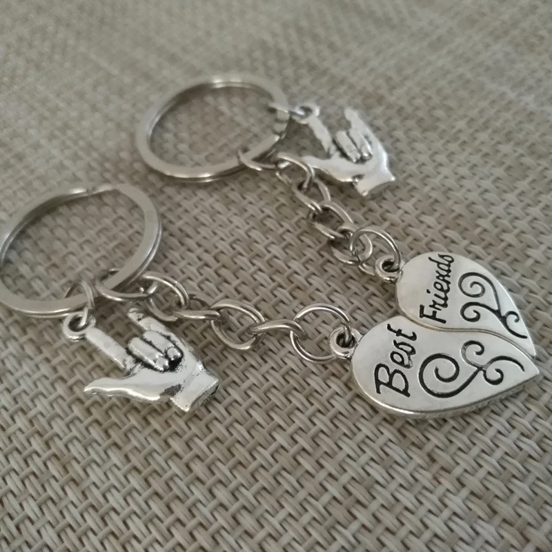 Модные ювелирные изделия alloykeychain для лучшего друга обещает Pinky брелок сердце